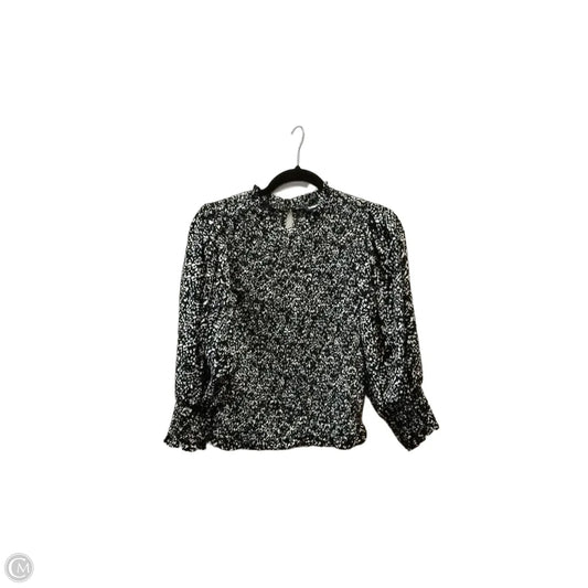 Blouse Long Sleeve By Express In Blue & White, Size: Xs
