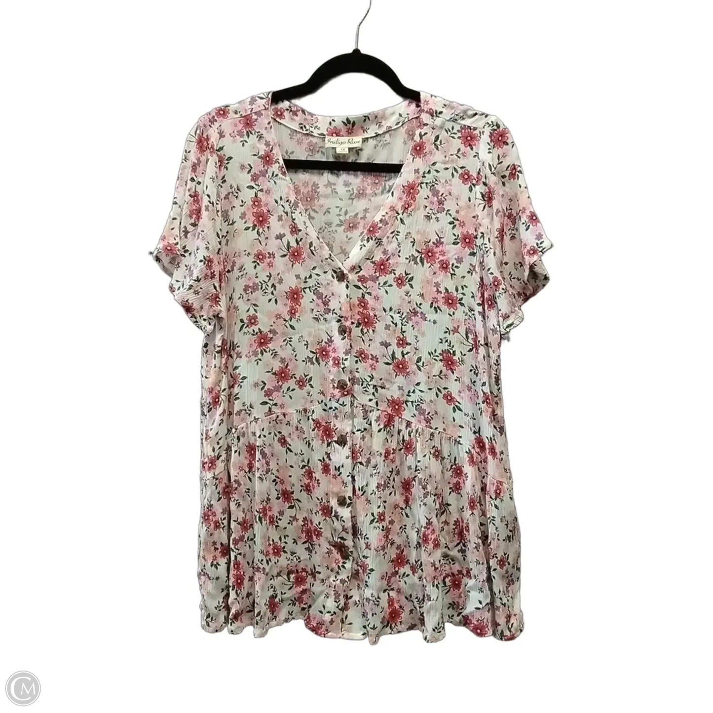 Top Short Sleeve By Indigo Rose In Floral Print, Size: 1x
