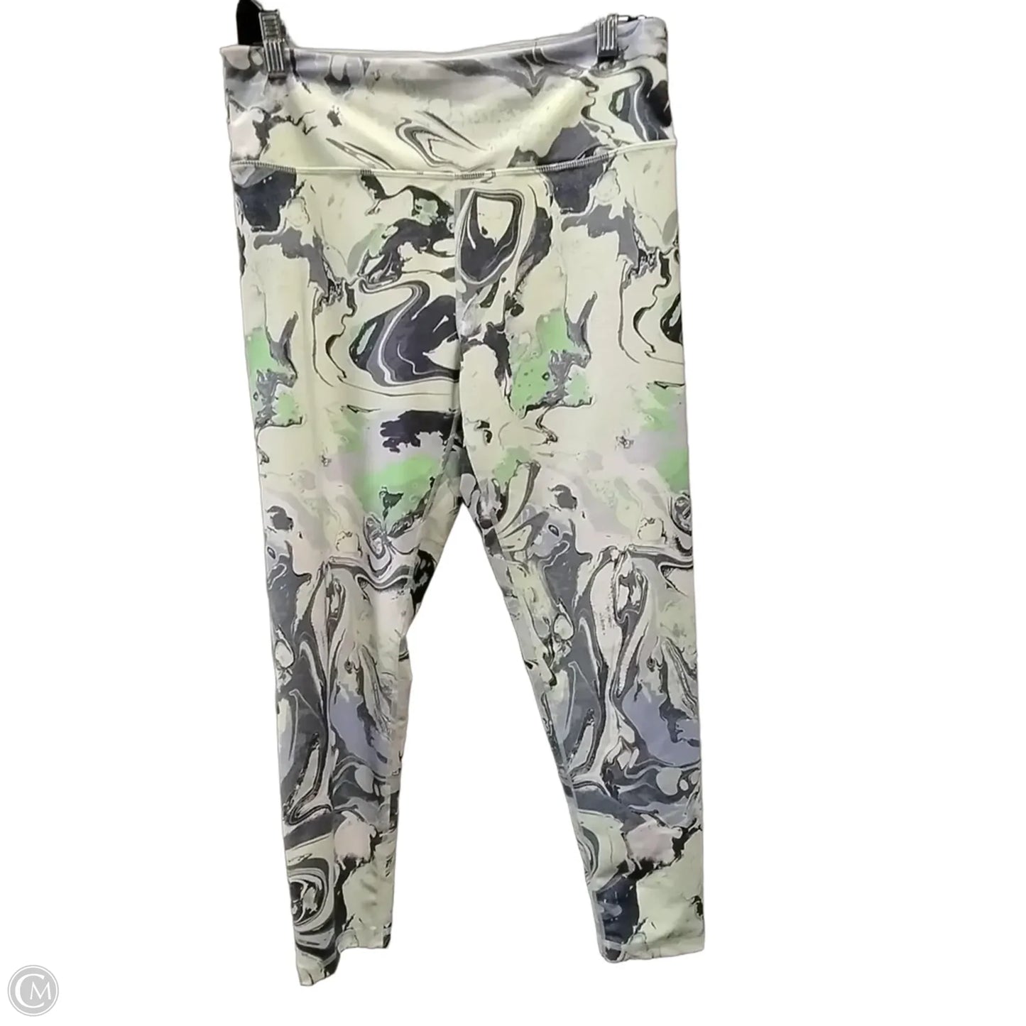 Athletic Leggings By Dkny In Green & Grey, Size: L