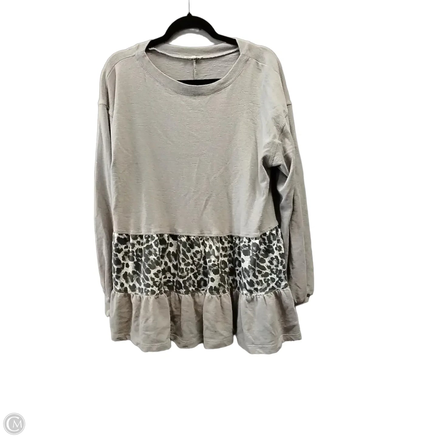 Top Long Sleeve By Easel In Grey, Size: L