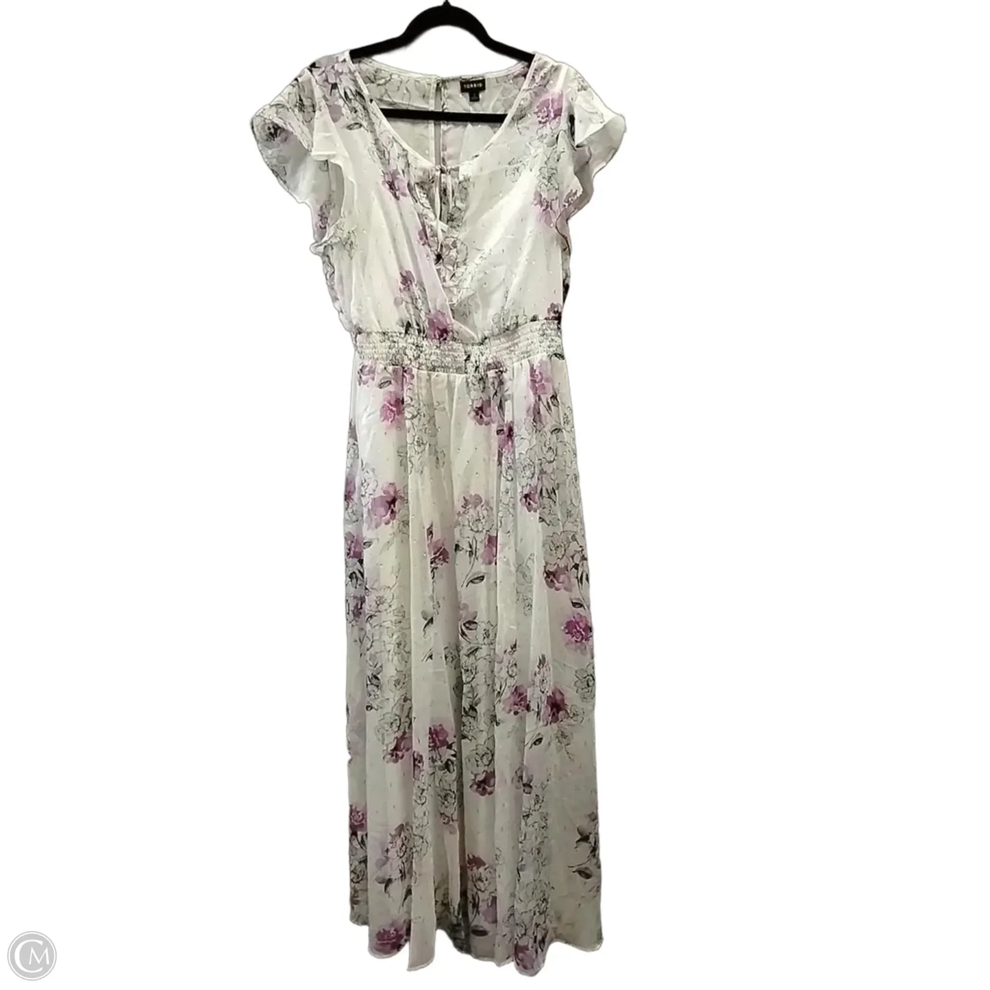Dress Casual Midi By Torrid In Purple & White, Size: 1x