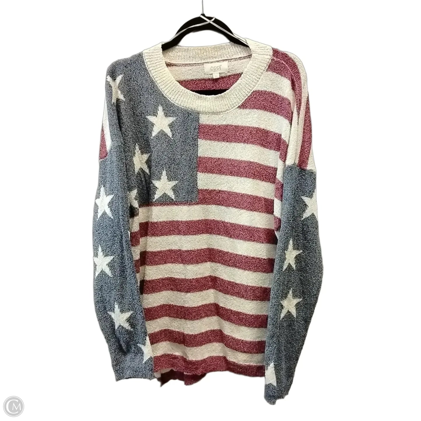 Sweater By Oddi In Blue & Red & White, Size: 2x