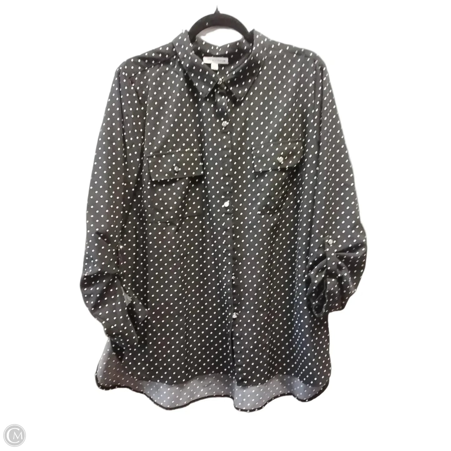 Blouse Long Sleeve By Notations In Polkadot Pattern, Size: Xl