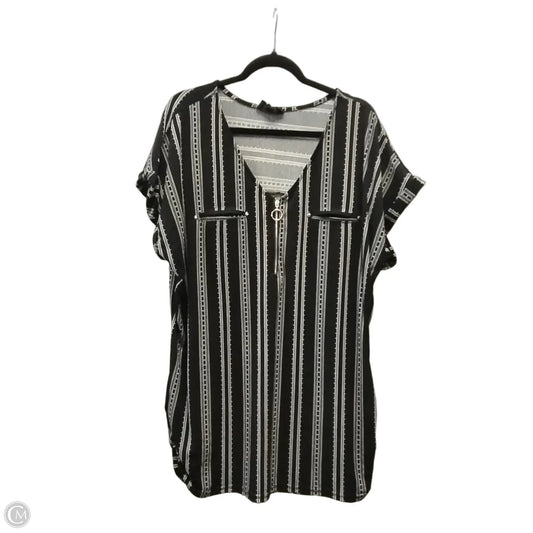 Blouse Short Sleeve By Sweet Wanderer In Black & White, Size: 2x