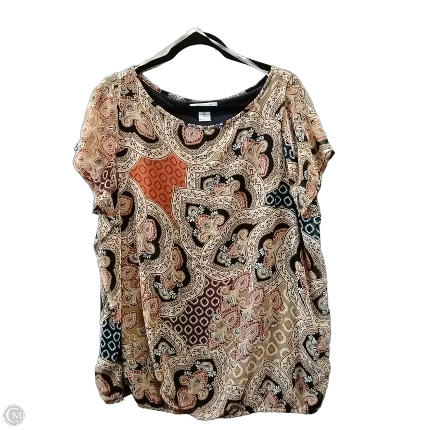 Blouse Short Sleeve By Liz Claiborne In Geometric Pattern, Size: 2x