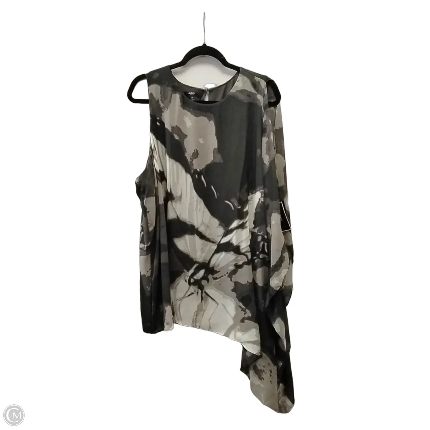 Blouse Short Sleeve By Alfani In Black & Grey, Size: 3x