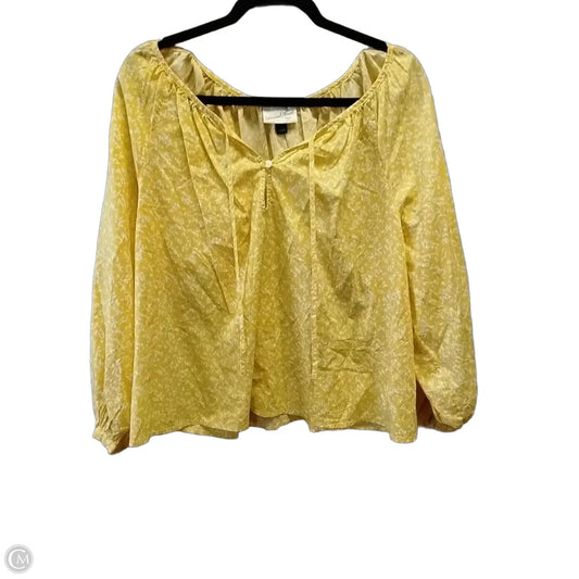 Blouse Short Sleeve By Universal Thread In White & Yellow, Size: Xl
