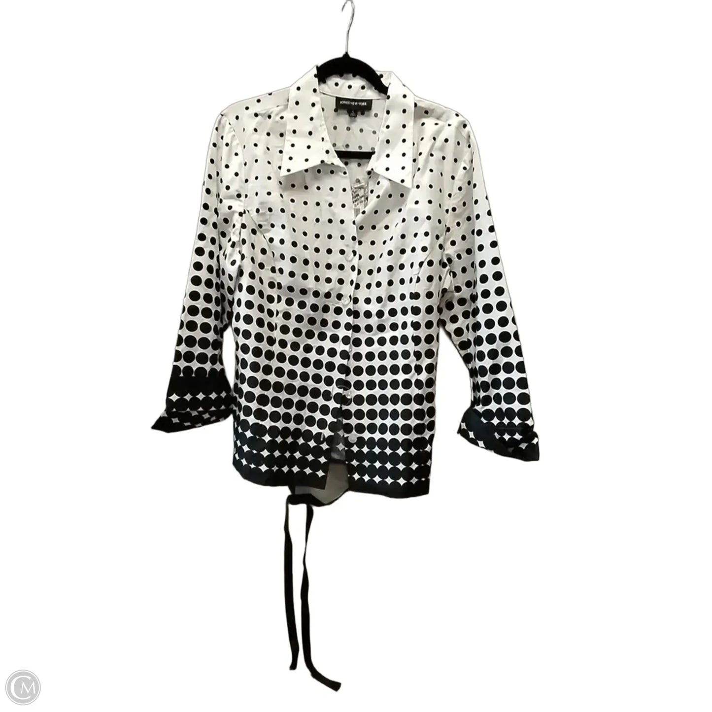 Blouse Long Sleeve By Jones New York In Polkadot Pattern, Size: Xl