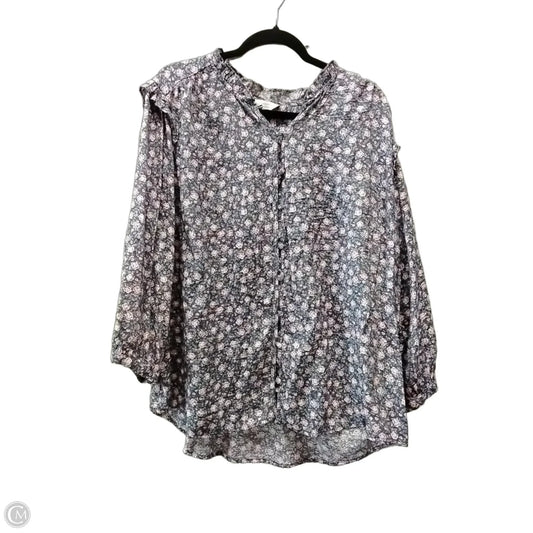 Blouse Long Sleeve By Lc Lauren Conrad In Floral Print, Size: 2x