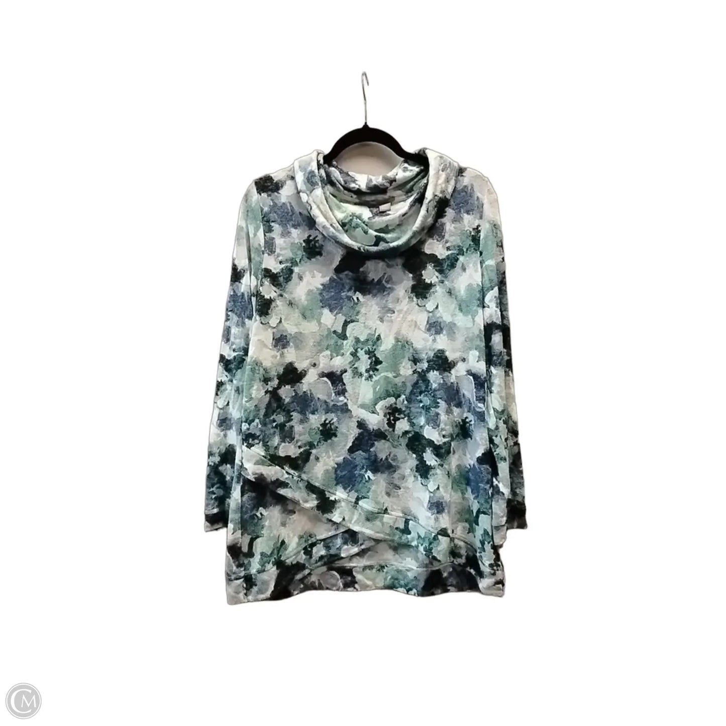 Sweater By Chicos In Blue & White, Size: 12