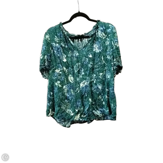 Blouse 3/4 Sleeve By Style And Company In Blue & Green, Size: Xl