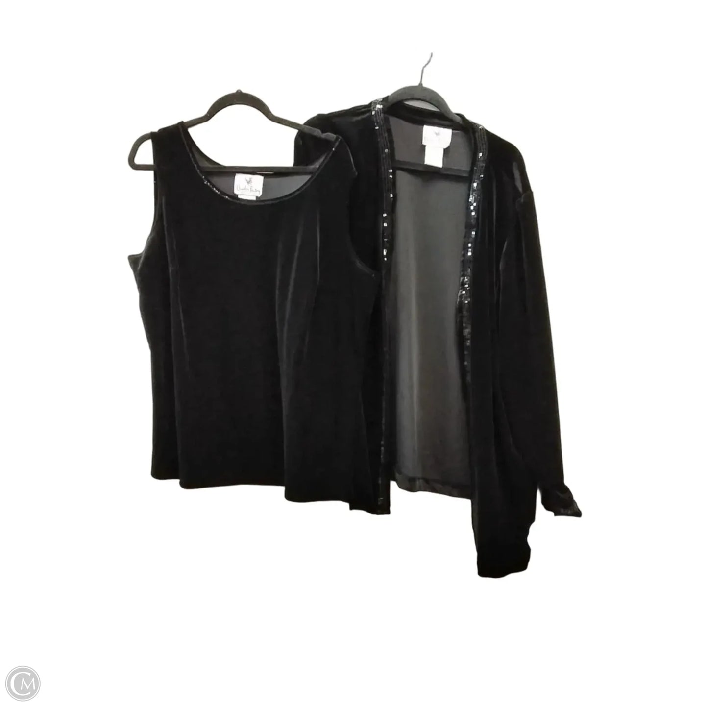 Top 2pc Long Sleeve By Quaker Factory In Black, Size: 1x