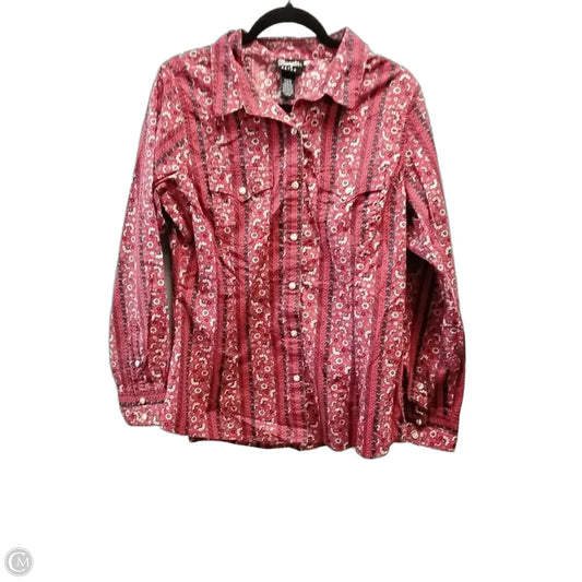 Top Long Sleeve By Wrangler In Floral Print, Size: L