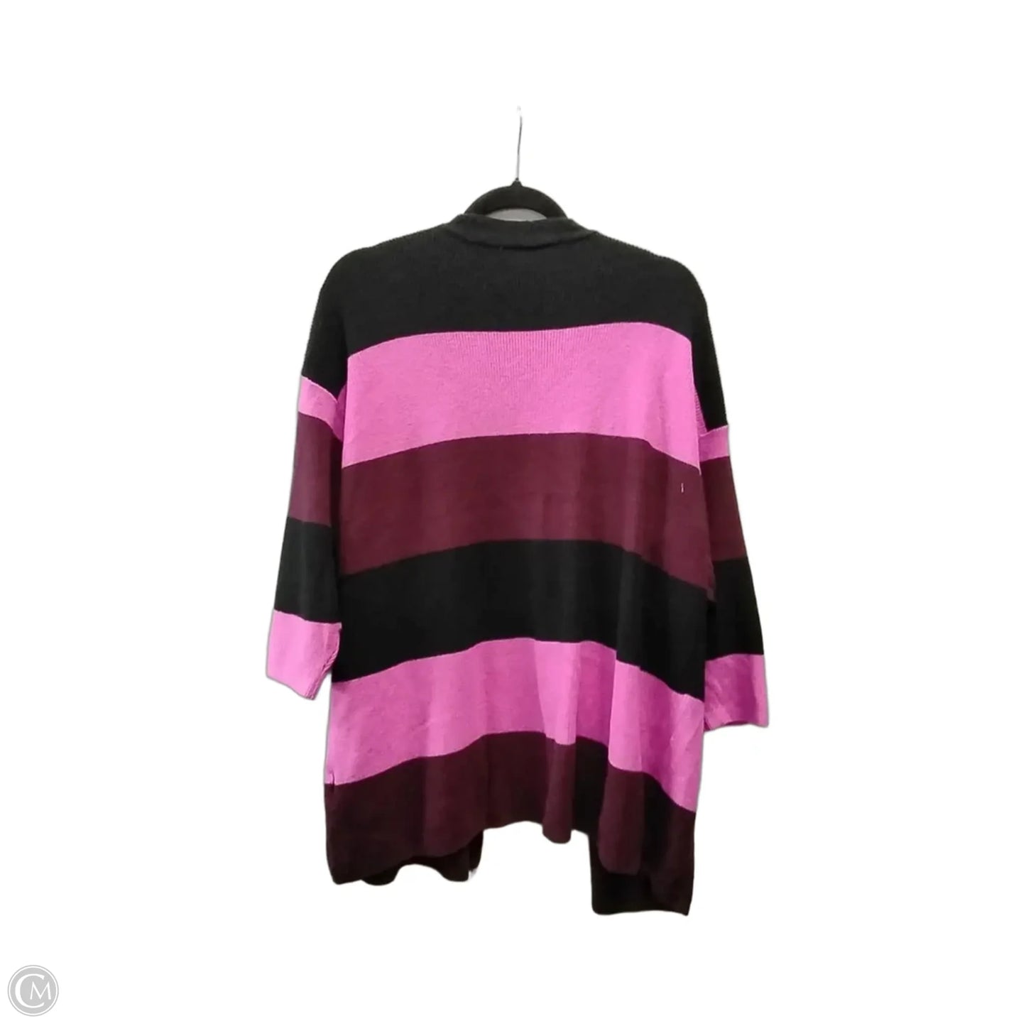 Sweater Cardigan By Lane Bryant In Black & Pink, Size: 1x