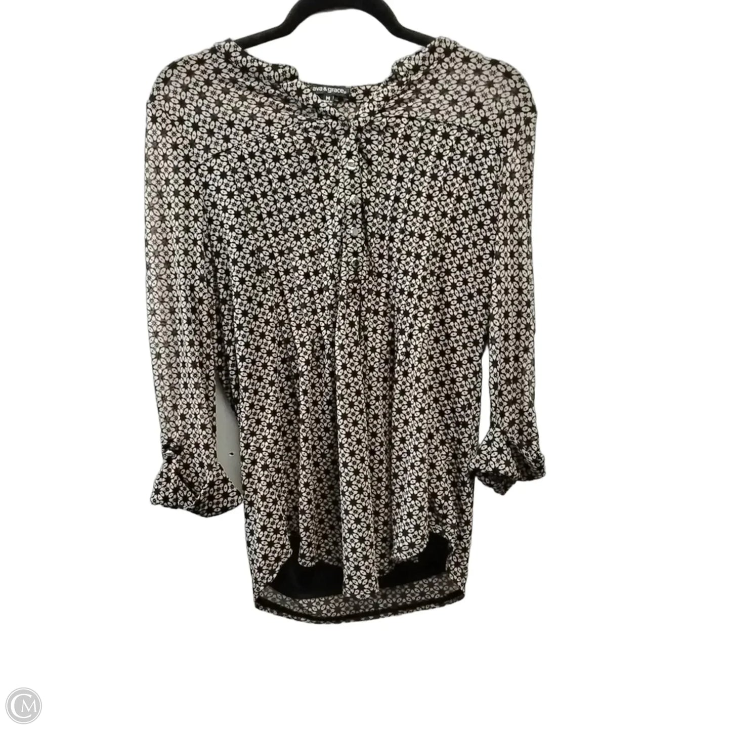 Blouse Long Sleeve By Ava & Grace In Black & Brown, Size: M