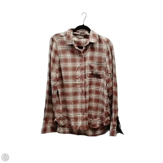 Top Long Sleeve By Beachlunchlounge In Checkered Pattern, Size: M