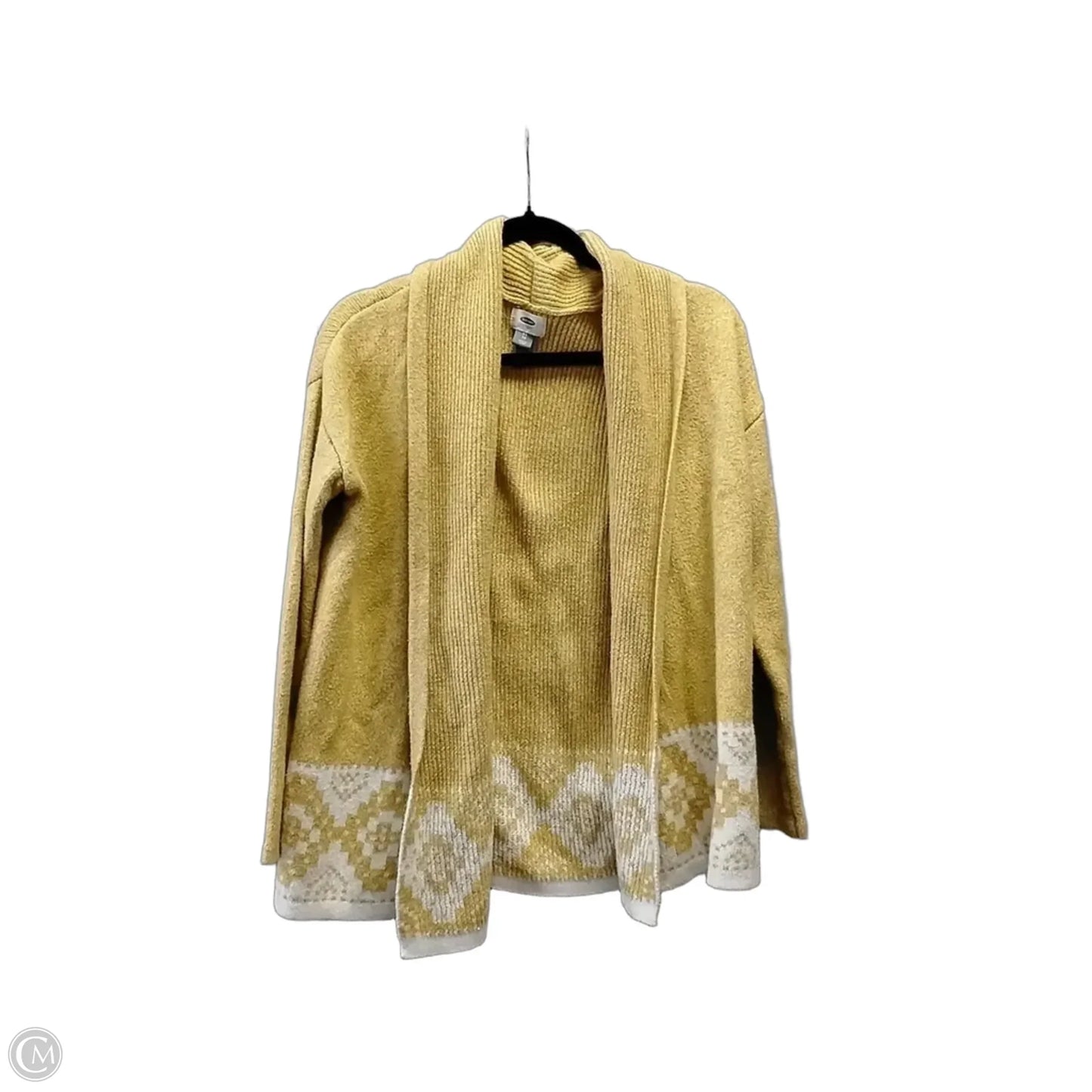 Sweater Cardigan By Old Navy In White & Yellow, Size: Xs