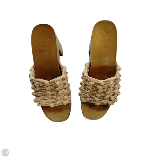 Sandals Heels Block By Sam And Libby In Beige, Size: 10