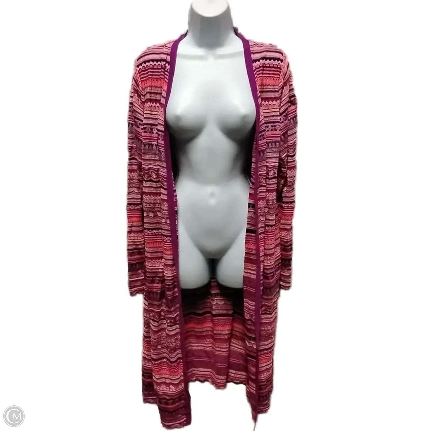 Sweater Cardigan By Chicos In Striped Pattern, Size: Xl