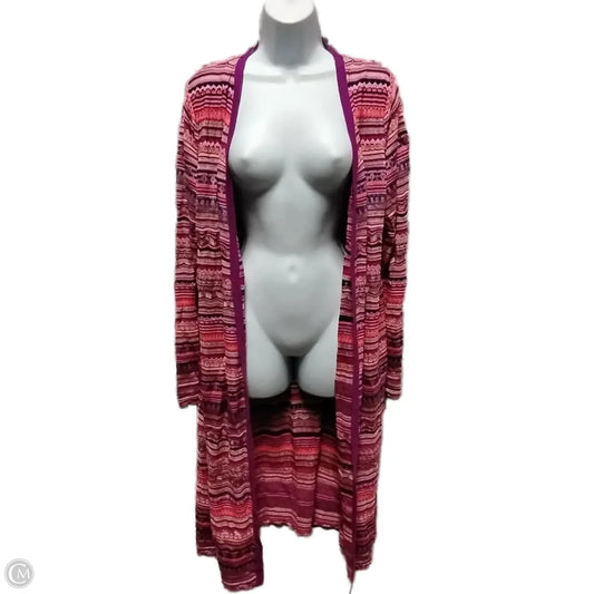 Sweater Cardigan By Chicos In Striped Pattern, Size: Xl