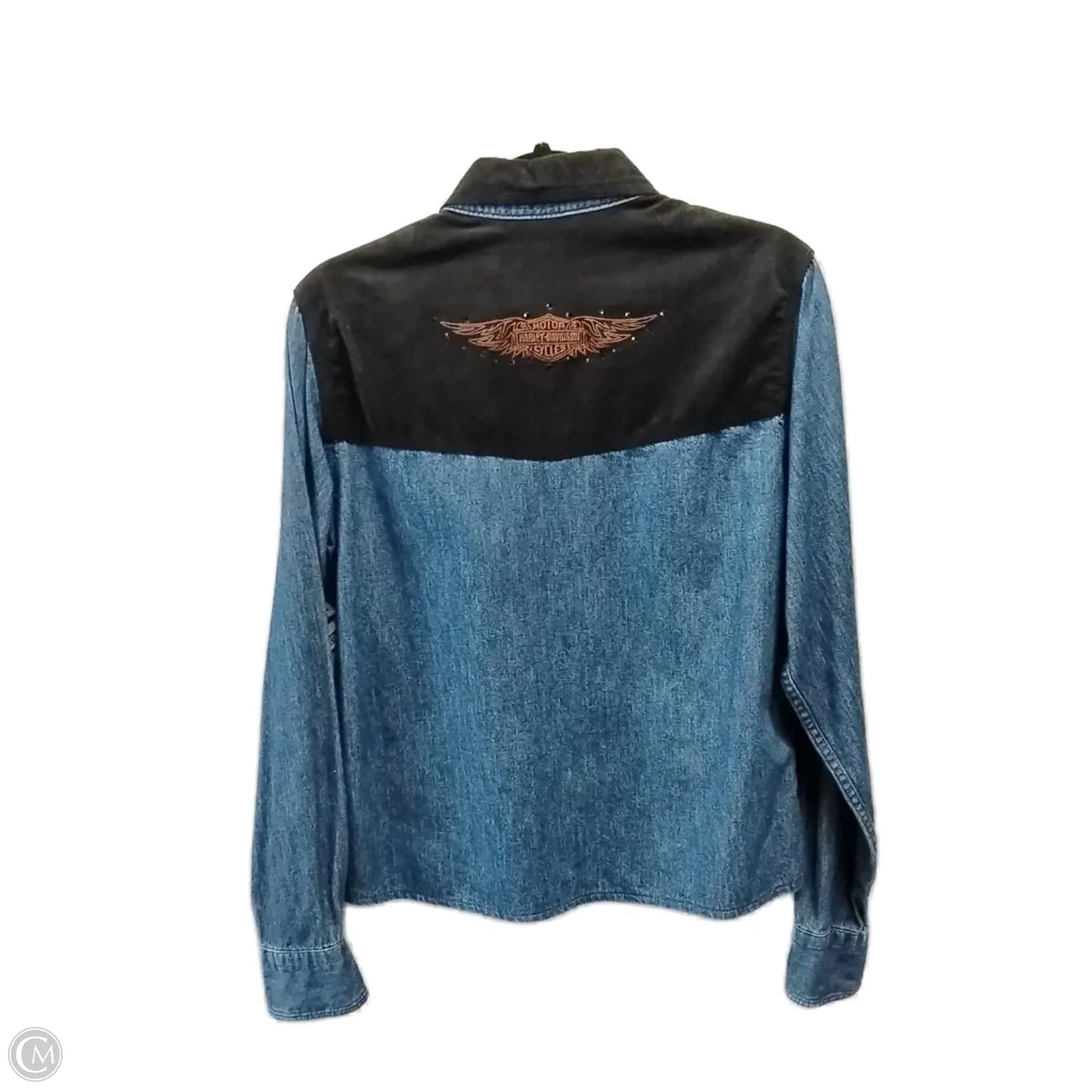 Jacket Shirt By Harley Davidson In Black & Blue, Size: S