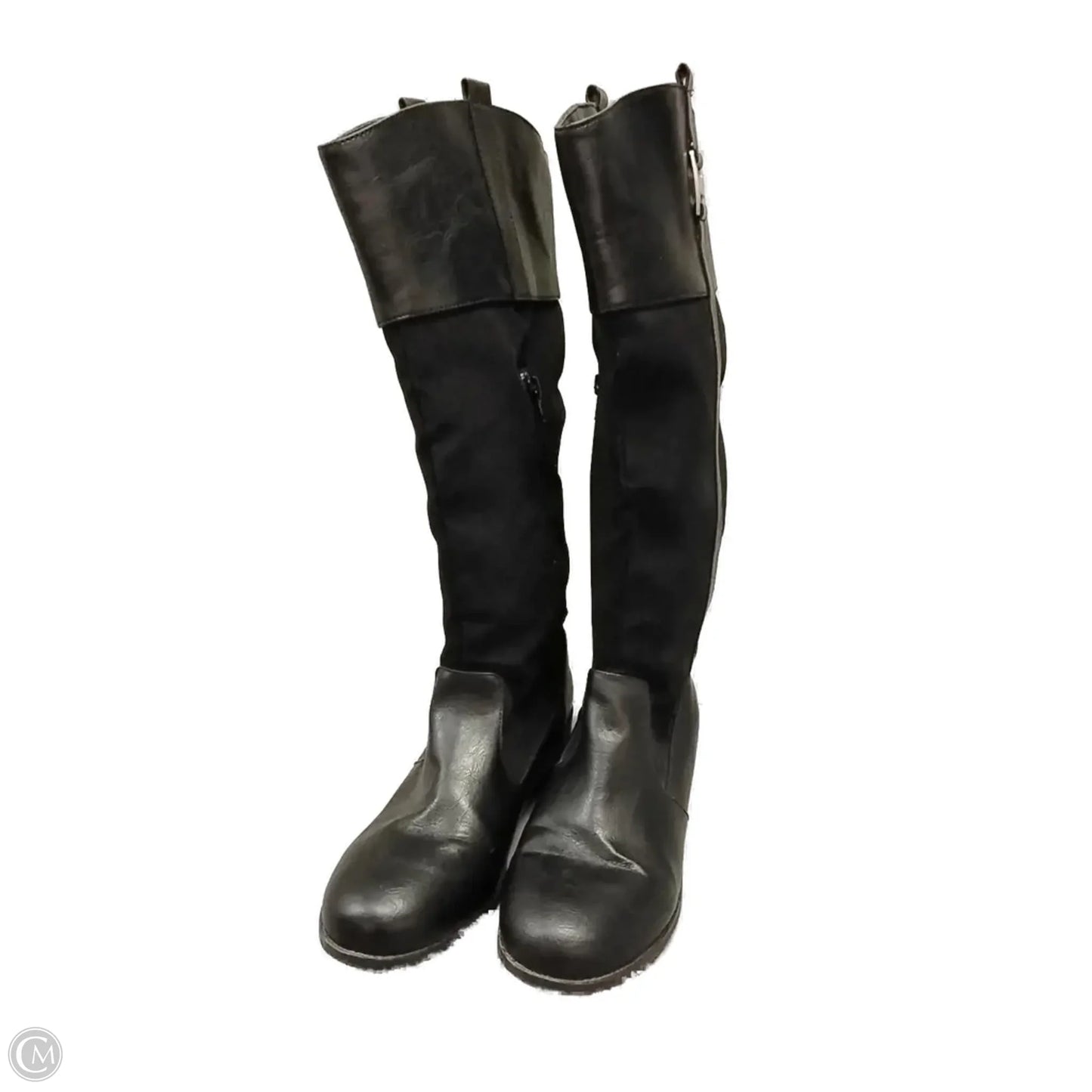 Boots Knee Flats By Clothes Mentor In Black, Size: 9