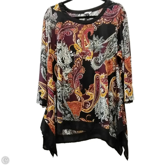 Blouse Long Sleeve By Cato In Paisley Print, Size: 18
