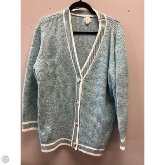 Sweater Cardigan By A New Day In Blue & Cream, Size: S