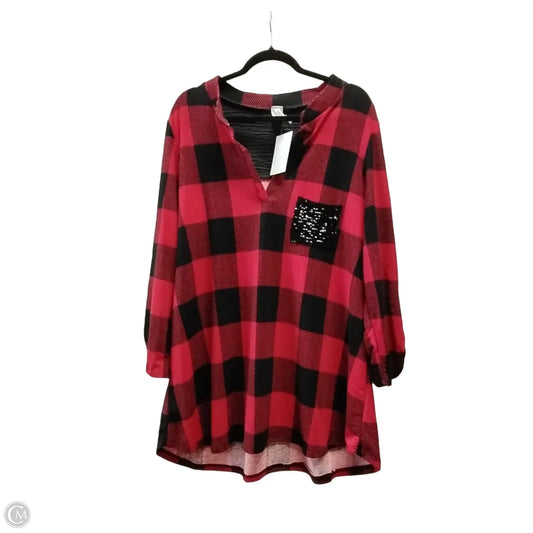 Top Long Sleeve By Clothes Mentor In Checkered Pattern, Size: 3x