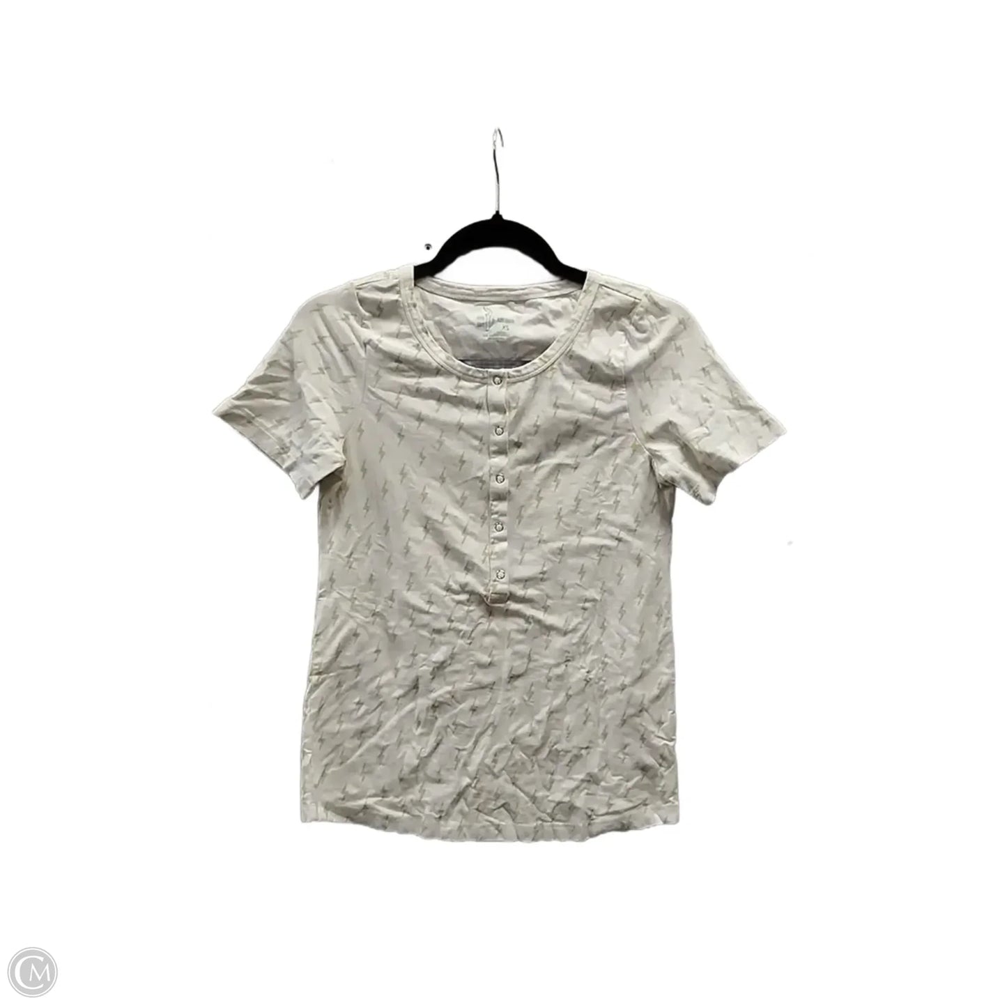 Top Short Sleeve Basic By Clothes Mentor In White & Yellow, Size: Xs