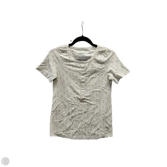 Top Short Sleeve Basic By Clothes Mentor In White & Yellow, Size: Xs