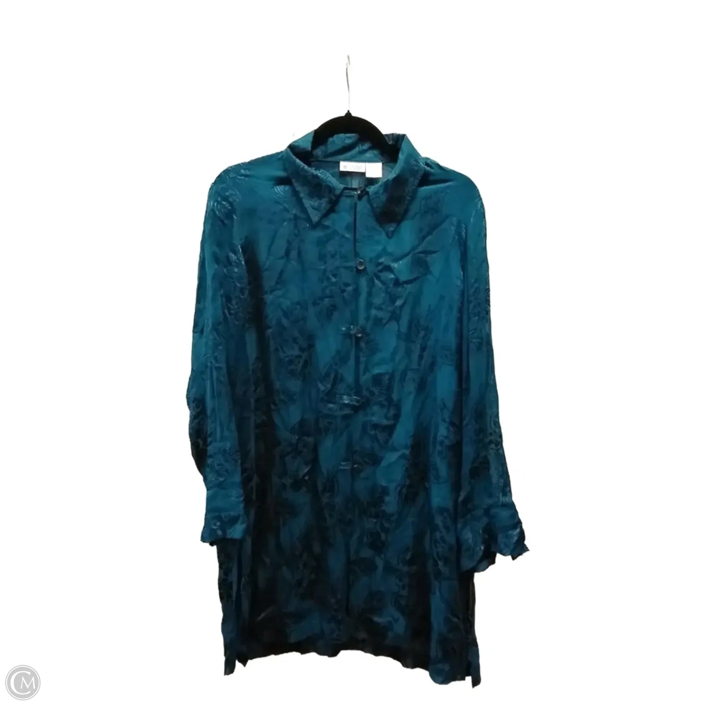 Blouse Long Sleeve By Clothes Mentor In Green, Size: L