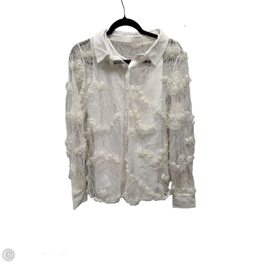 Blouse Long Sleeve By Isaac Mizrahi Live Qvc In Beige, Size: M