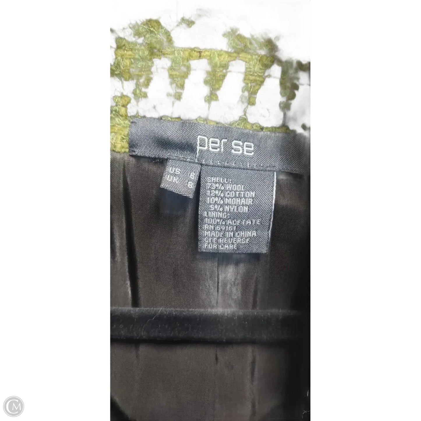 Coat Peacoat By Per Se In Black & Green, Size: S