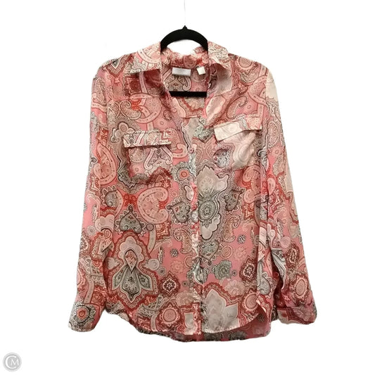 Blouse 3/4 Sleeve By New York And Co In Paisley Print, Size: M