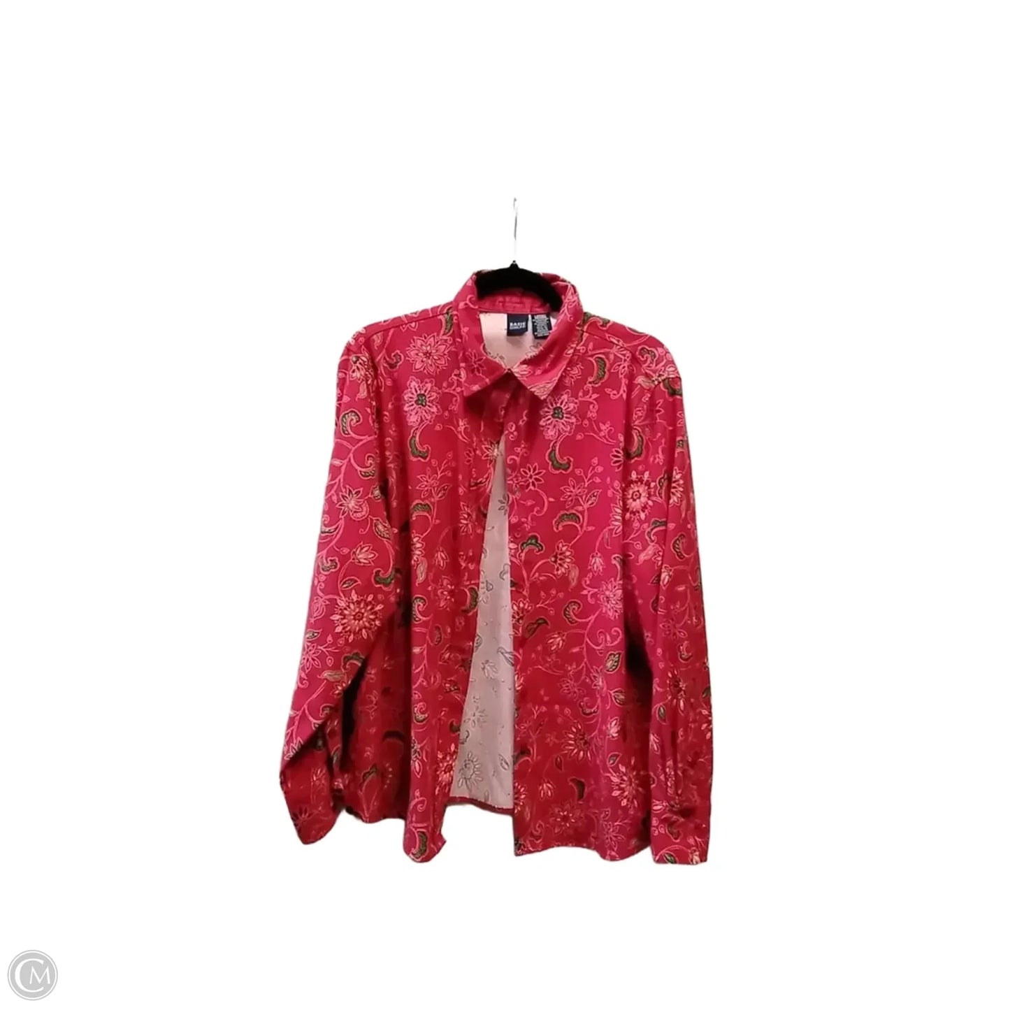 Top Long Sleeve By Basic Editions In Floral Print, Size: L