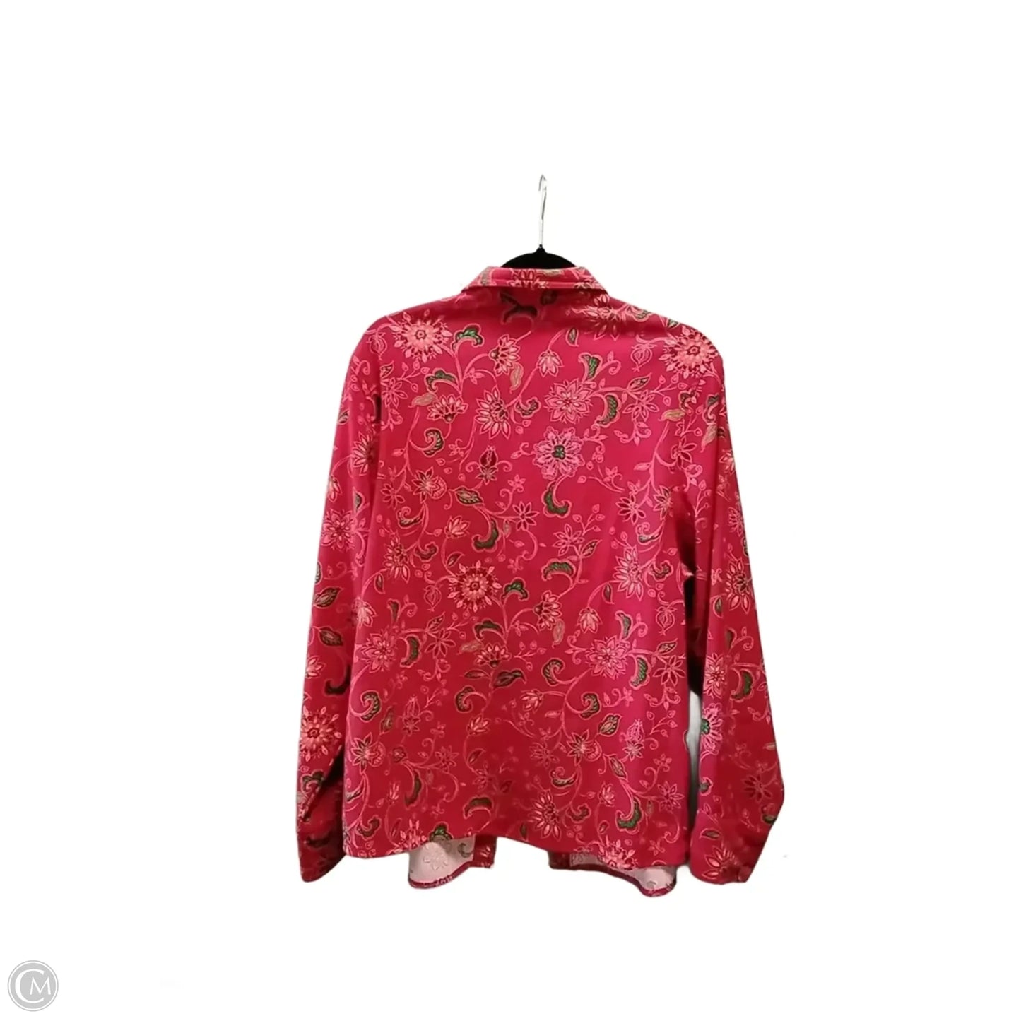 Top Long Sleeve By Basic Editions In Floral Print, Size: L