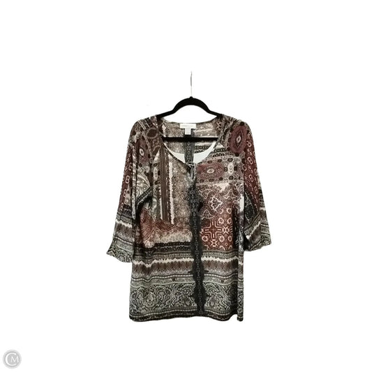Blouse Long Sleeve By Christopher And Banks In Multi-colored, Size: L