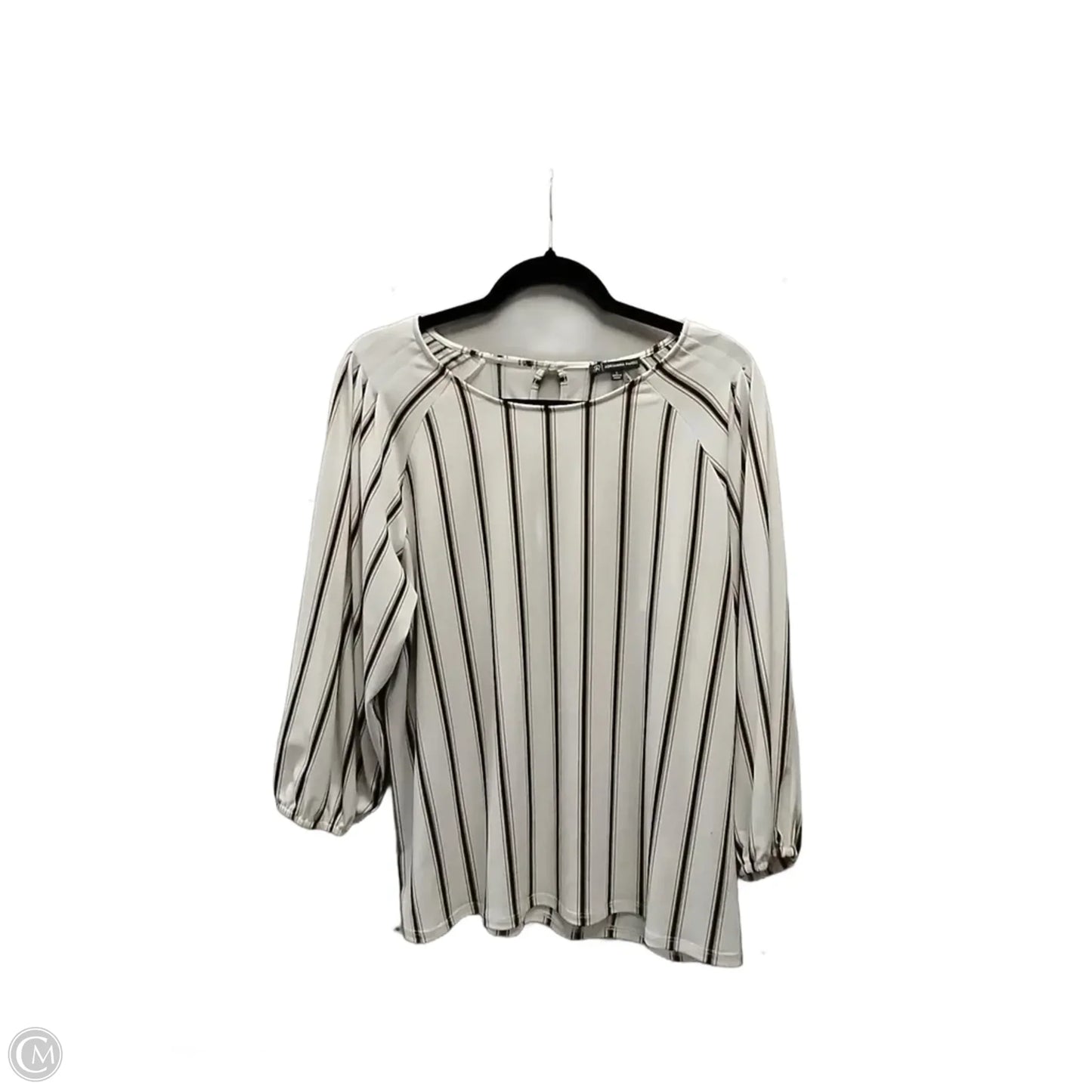 Blouse Long Sleeve By Adrianna Papell In Striped Pattern, Size: L