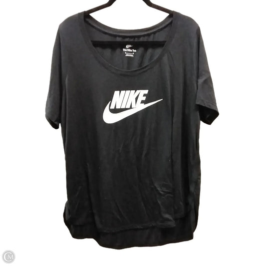 Athletic Top Short Sleeve By Nike In Black & White, Size: Xxl