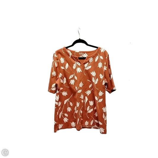 Top Short Sleeve By Croft And Barrow In Floral Print, Size: Xl