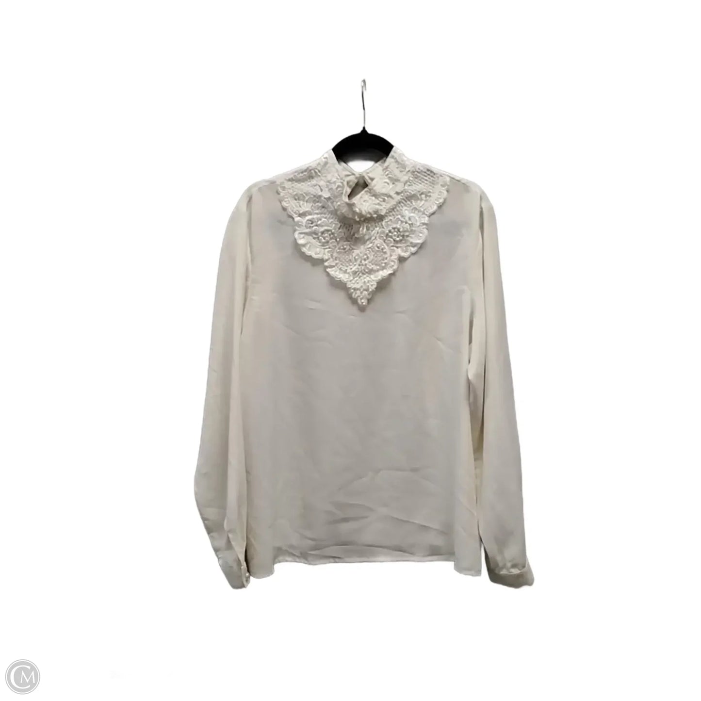 Blouse Long Sleeve By Karen Scott In Beige, Size: L