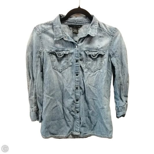 Top Long Sleeve By Calvin Klein In Blue, Size: M