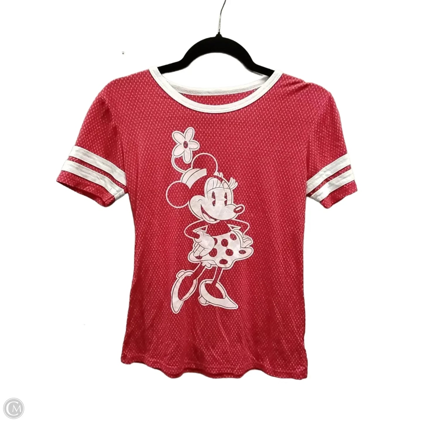Top Short Sleeve By Disney In Red & White, Size: S
