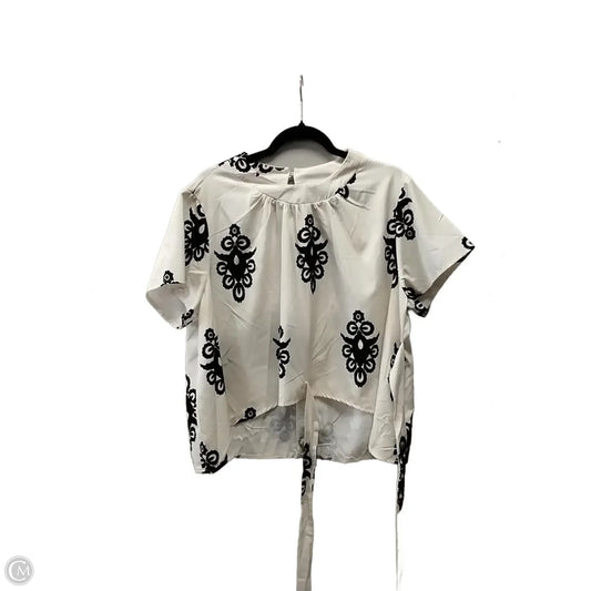 Blouse Short Sleeve By Clothes Mentor In Black & Cream, Size: 1x