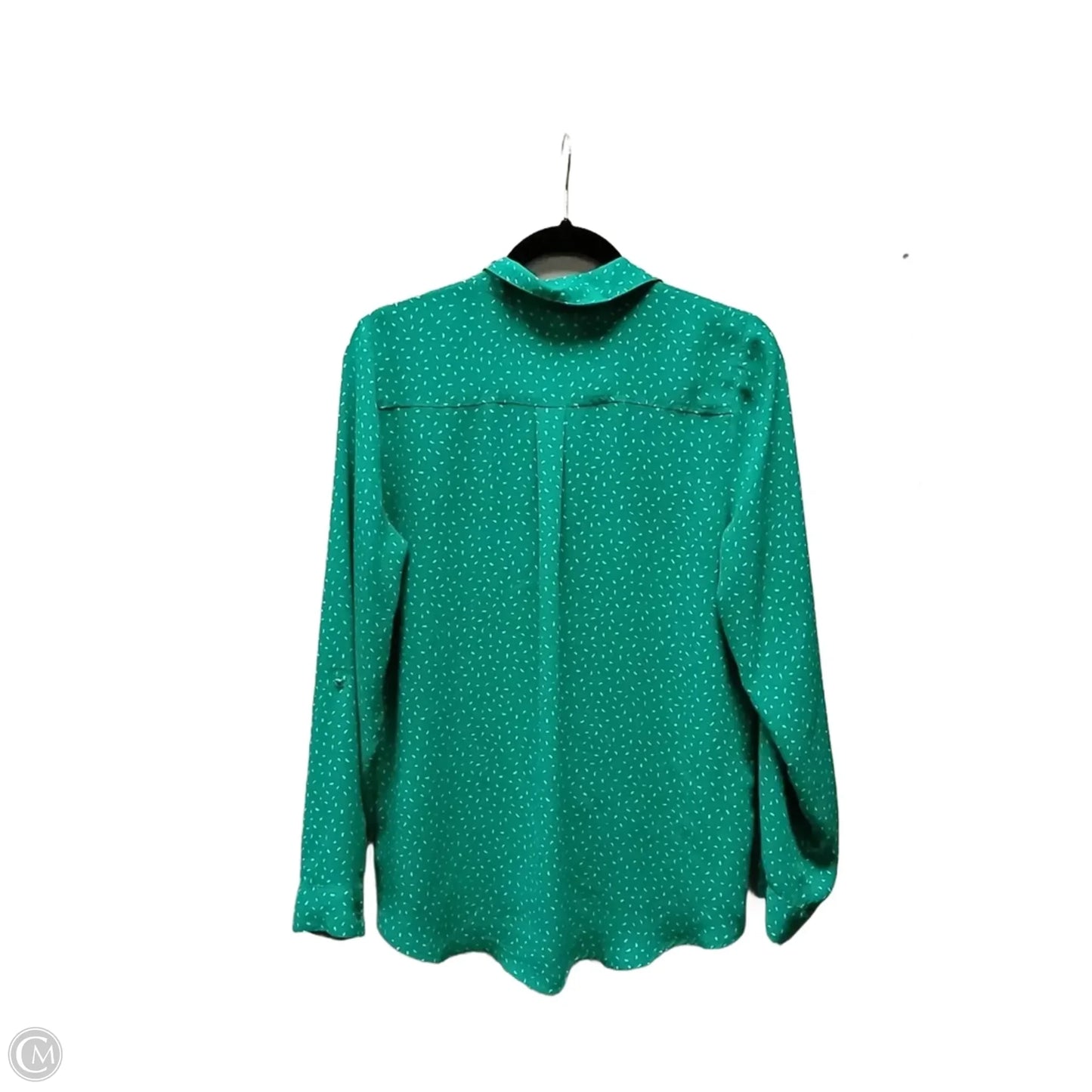 Blouse Long Sleeve By Apt 9 In Green & White, Size: M