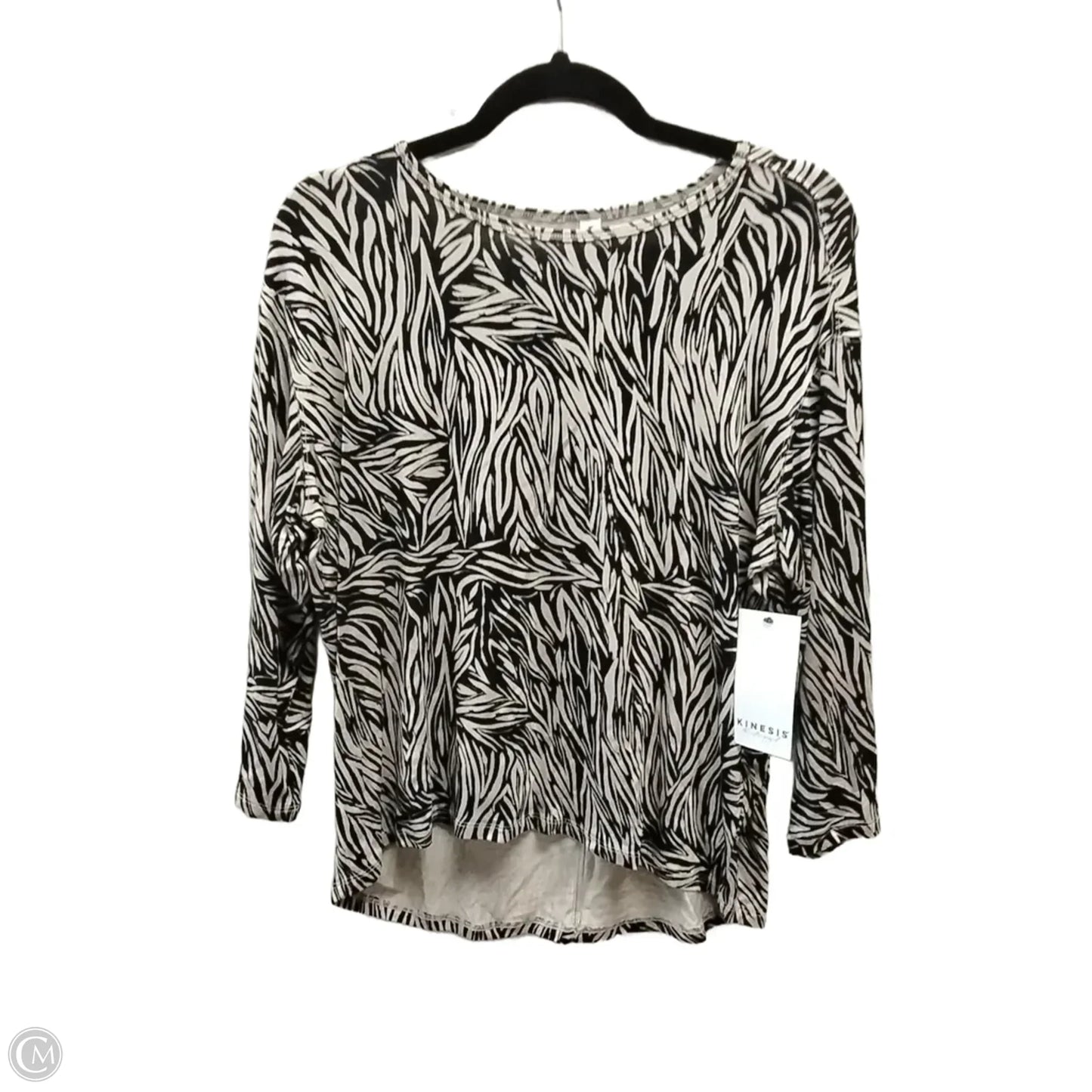 Athletic Top Long Sleeve Collar By Kinesis In Black & Brown, Size: Xs