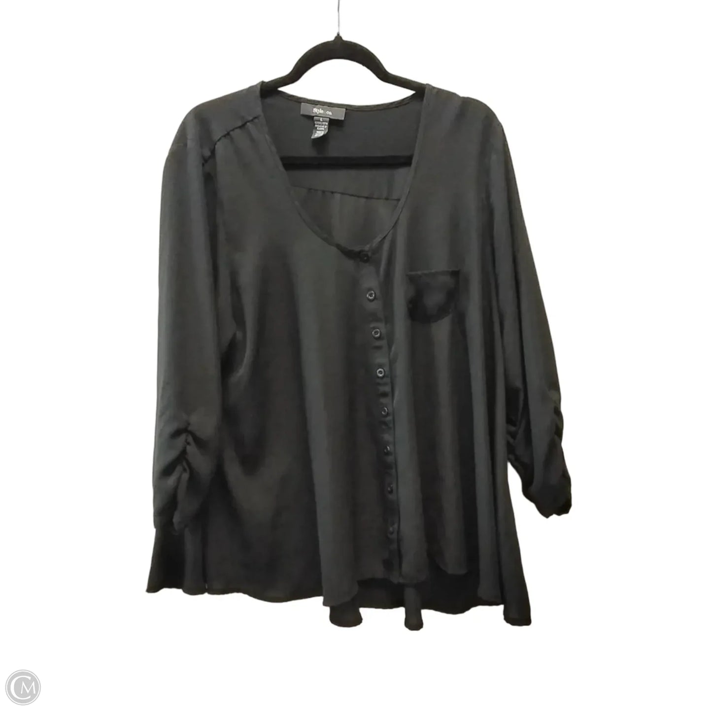 Blouse Long Sleeve By Style And Company In Black, Size: L