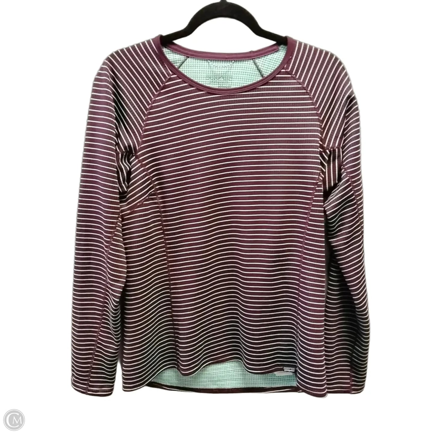Athletic Top Long Sleeve Collar By Patagonia In Striped Pattern, Size: M
