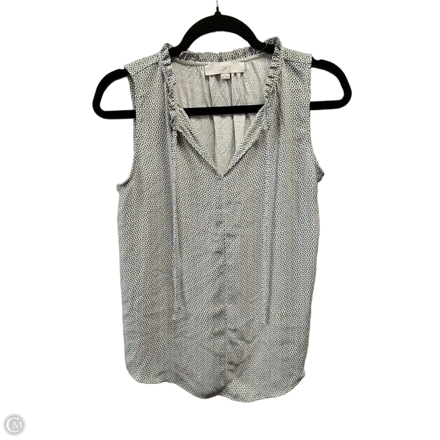 Blouse Sleeveless By Loft In Black & White, Size: Xs